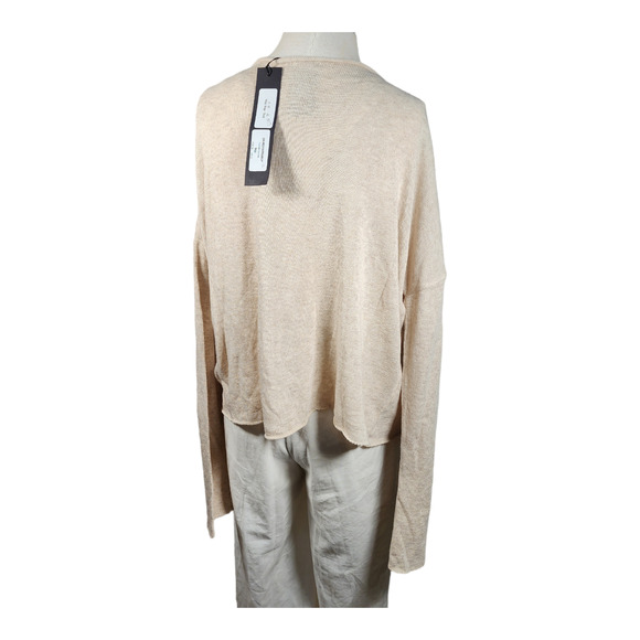 Lotus Eaters Beige Batwing Sweater NEW Sz S Oversized Long Sleeve Cotton/Draion - Picture 3 of 6